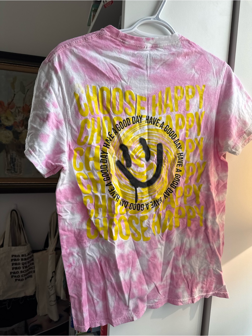 Pink Tie-Dye "Choose Happy" Graphic Tee